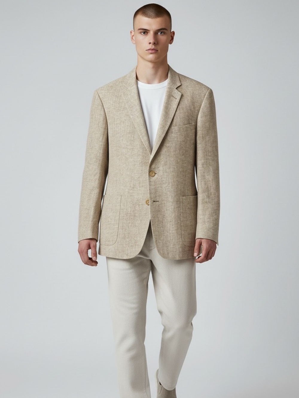 Todd Snyder Mayfair fit 100% linen herringbone sport coat 46R tan Made USA